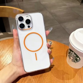Ốp điện thoại không gian trong suốt cuộn dây từ tính mạnh mẽ cho IPhone 16 15 14 13 12 Pro Max Vỏ Acrylic Nút mạ điện Vỏ bảo vệ chống rơi