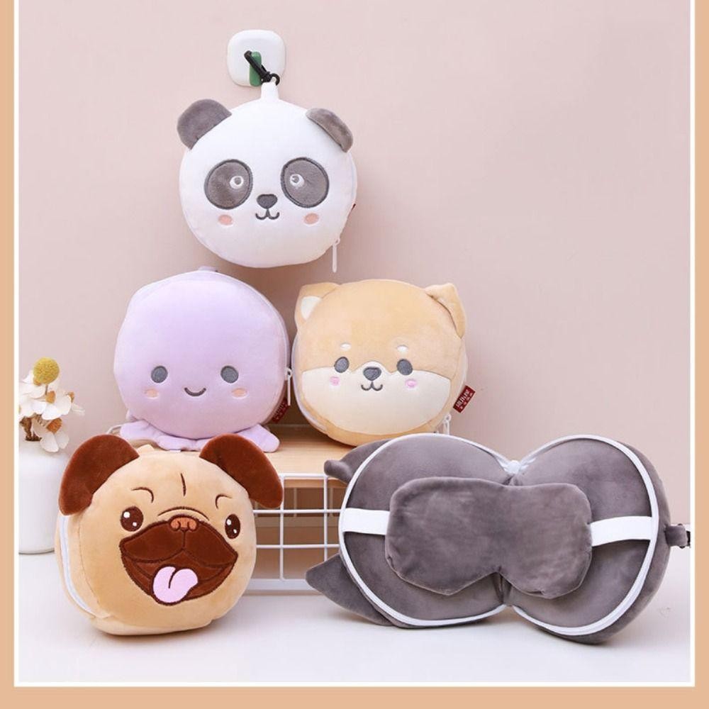 GUSTAVA Travel Eye Cover, Gối Cổ Du Lịch Mềm Mại Hoạt Hình, Có Mắt 2 in1 Lông Tơ Ngủ Gối Ngủ
