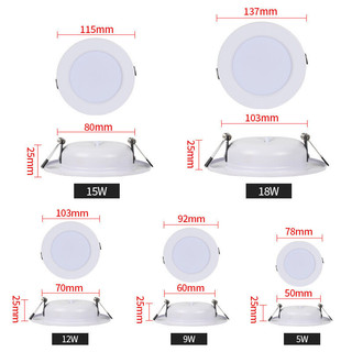 Đèn Led SMVP 5W 9W 12W 15W 18W Đèn trần Led tròn âm trần 220V Đèn bảng điều khiển Chiếu sáng trong nhà Trắng ấm / lạnh