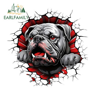 EARLFAMILY 13cm x 12.9cm Bulldog Xe Dán Hài Hước Tắc Xước Xe Tải Kính Chắn Gió Văn DIY Decal Chống Nắng Hoạt Hình In Tùy Chỉnh