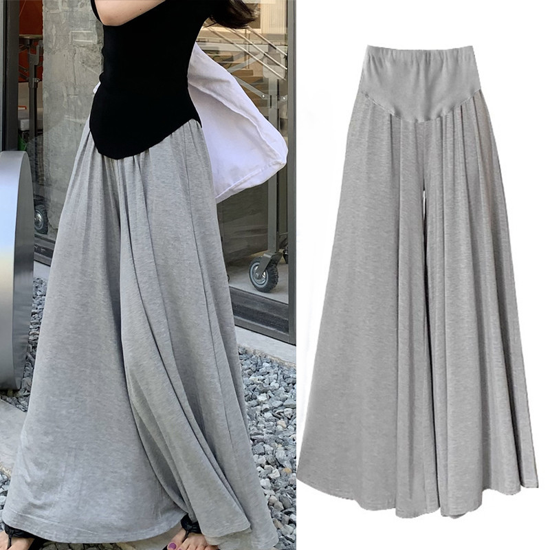 Quần bà bầu mùa hè mỏng thoải mái Modal eo cao Drape Quần ống rộng