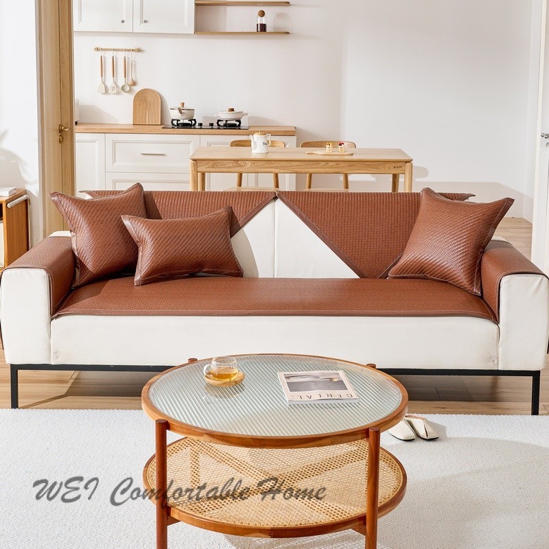 Mùa Hè Sofa Đệm Mát Băng Lụa Đệm PE Mây Thảm 2024 Phong Cách Mới Nhẹ Sang Trọng Sofa Cao Cấp Thảm Mát