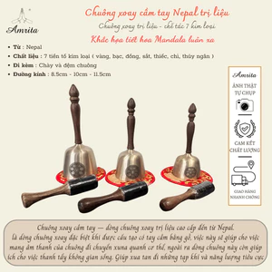 Chuông Xoay Neapal có tay cầm cao cấp Nepal - Chuông cầm tay - Handle bolws - Amrita