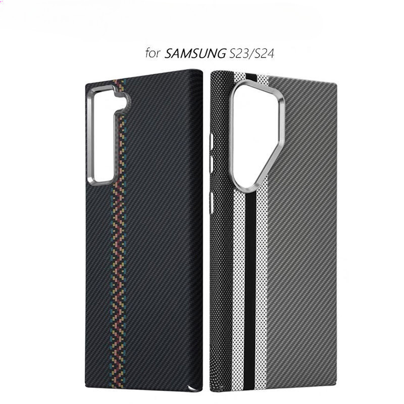Ốp điện thoại từ tính mỏng sang trọng họa tiết sợi Carbon cho Samsung S26/S25/S24/S24+/S23/S23 Plus/S23 Ultra