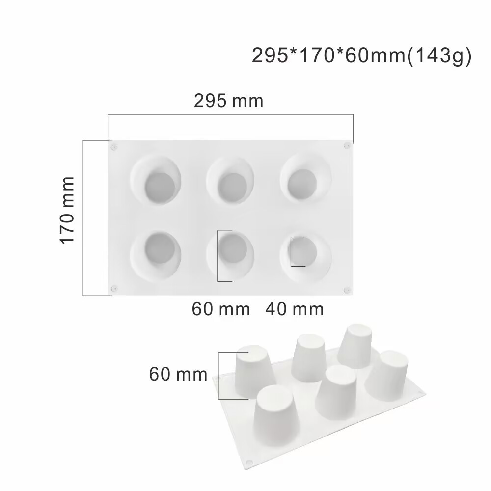 6 Khoang Nón Pleurotus Erythrangii Khuôn Cắt Tóc Silicon Bán Nguyệt Tròn Mousse Khuôn Socola DIY Nướng Bánh