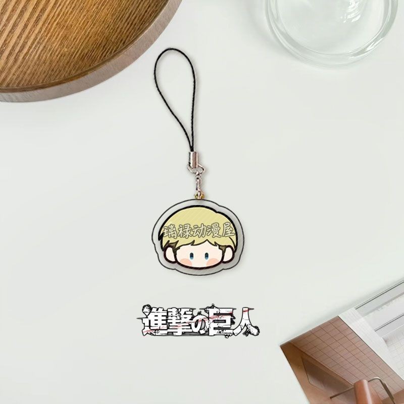 Tấn công Titan Điện Thoại Di Động Dây Eren Levi Erwin Acrylic Mặt Dây Chuyền Kawaii Dây Treo Dây Điện Thoại Trang Trí