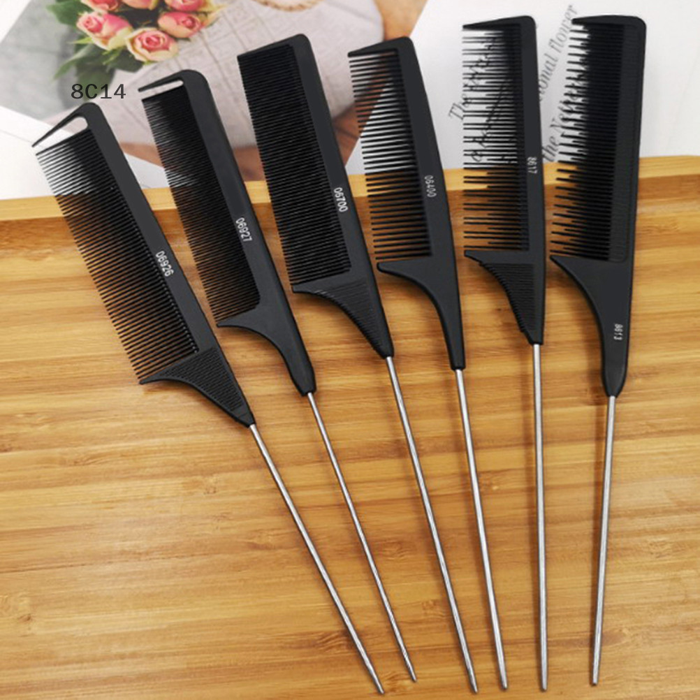 [8C14] Lược chải đuôi tóc Salon Cắt lược tạo kiểu thép không gỉ gai nhọn [8C]