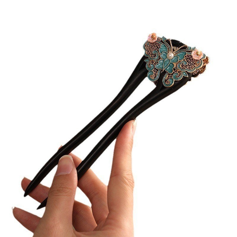 Men Bướm Tua Rua Hình Chữ u Mun Kẹp Tóc Nữ Cổ Niche Thiết Kế Độc Đáo Sườn Xám Hanfu Phụ Kiện Mới Phong Cách Trung Quốc Đôi Kẹp Tóc Mũ Đội Đầu