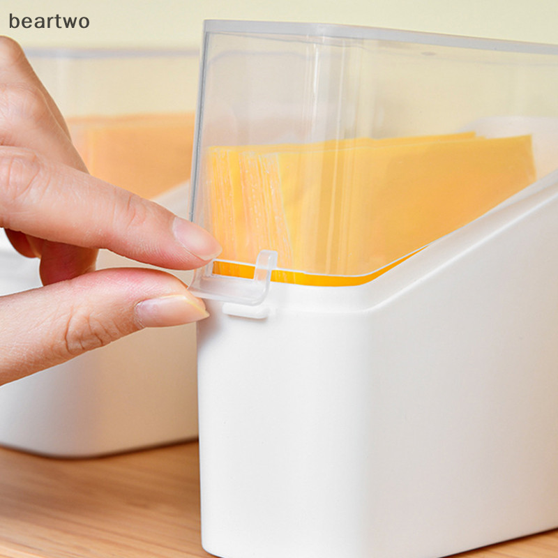 < Beartwo > Hộp đựng phô mai Hộp đựng thực phẩm kín khí có nắp Hộp đựng phô mai lát công suất lớn Hương thơm Frige Nhà sắp xếp trong suốt Đẹp