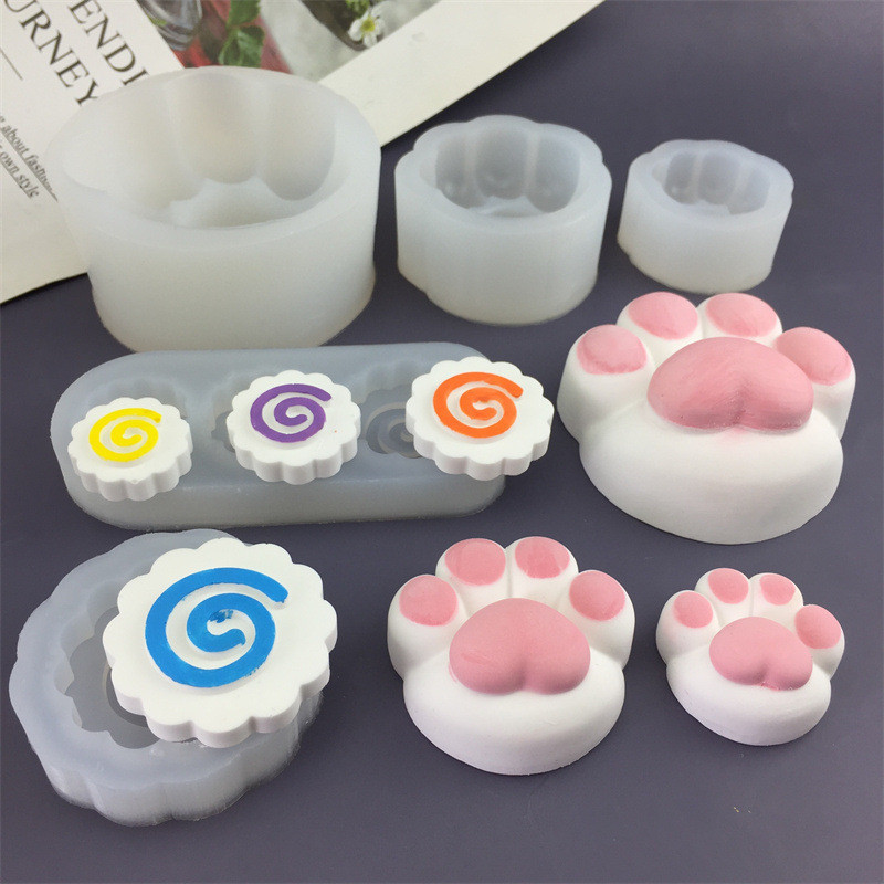 Hình Trái Tim Mèo Paw Cá Đĩa Hình Khuôn Silicon Mochi Đồ Chơi Xà Phòng Handmade Socola DIY Thơm Nến Thạch Cao Nướng Bánh Epoxy