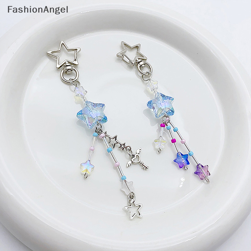 FashionAngel Ngôi Sao Ngọt Ngào Nơ Điện Thoại Ch Mặt Dây Chuyền Dễ Thương Đính Hạt Handmade Móc Khóa Dành Cho Nữ Bé Gái Túi Thời Trang Trang Trang Trí Quà Tặng TH