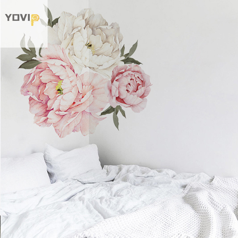 Yovip hoa mẫu đơn Dán tường trang trí tường nhà phòng khách trang trí phòng ngủ VN