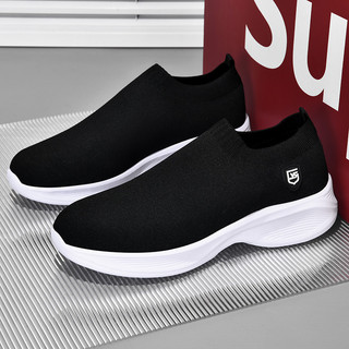 Nam Tất Cả Đen Màu Trơn Size Lớn Giày Slip-on Lưới Thoáng Khí Giày Thể Thao Công Sở Du Lịch Chạy Bộ Giày Đế Bằng Chống Trơn Trượt Còn Hàng Miễn Phí Vận Chuyển