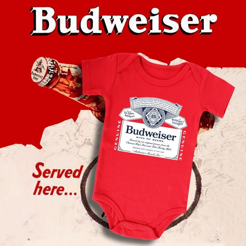 Haginbaby Chủ Đề Thực Phẩm Budweiser Bia Bé Onesie Hàng Tháng Cột Mốc Romper Cho Bé UUI4