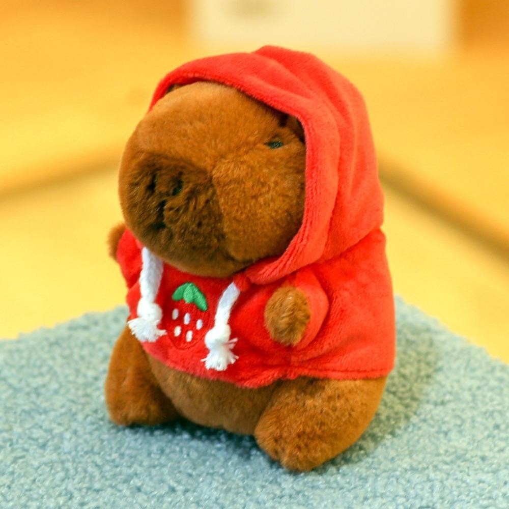 Đồ chơi sang trọng CHEESELY, Capybara với đôi cánh Búp bê mô phỏng, Áo Hoodie mềm Kích thước nhỏ Thú nhồi bông Mặt dây chuyền sang trọng cho quà tặng trẻ em