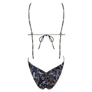 Đồ Bơi Nữ Màu Đen Retro In Hình Mở Cổ Băng Một Mảnh Bikini Cao Cấp Bộ Đồ Tắm