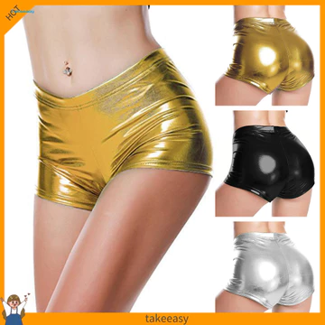 Quần Short Nữ Thoáng Khí Màu Trơn Quần Short Nữ Eo Cao Giả Da Quần Short Nữ Nâng Mông Slim Fit Quần Mini Cho Câu Lạc Bộ Khiêu Vũ Hiệu Suất Bóng E