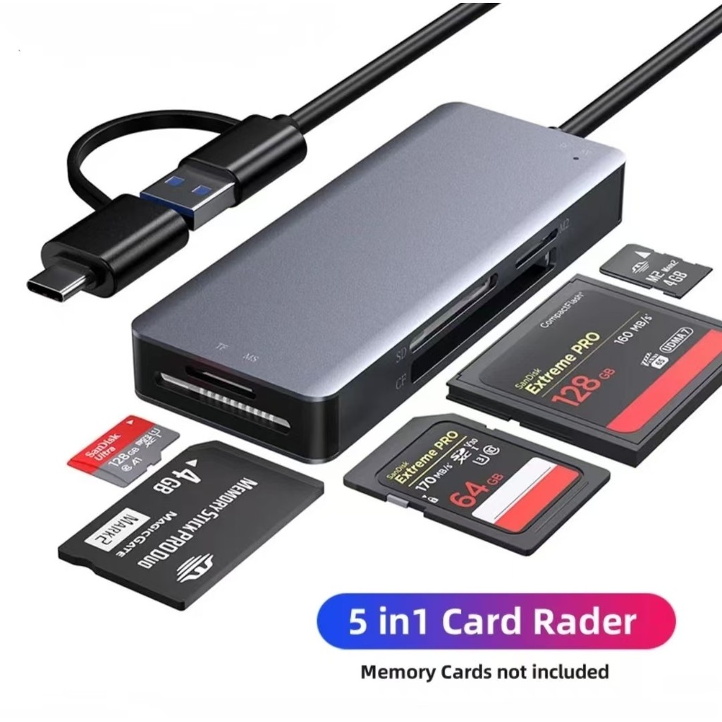 Đầu đọc thẻ USB TYPE-C 3.0 5 trong 1 cho SD TF CF MS M2 Thẻ Flash nhỏ ...