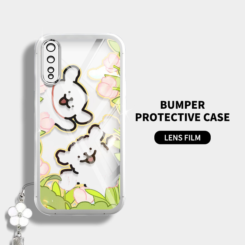 YBD Tulip Line Puppy Ốp Điện Thoại Vivo S1 IQOO NEO 1907 Dây Treo Macaron Ruy Băng Trong Suốt