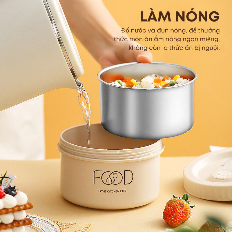 Hộp Cơm Giữ Nhiệt Inox 304 3 Lớp Cách Nhiệt, Nắp Chống Đổ Canh, An Toàn Cho Lò Vi Sóng Mang Đi Học, Dã Ngoại | 252