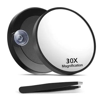 Gương phóng đại đầu đen BRYVEN, Gương mỹ phẩm mở rộng tròn 10 / 20 / 30X, có cốc hút Tiết kiệm không gian Gương trang điểm phòng tắm độ phân giải cao Người phụ nữ