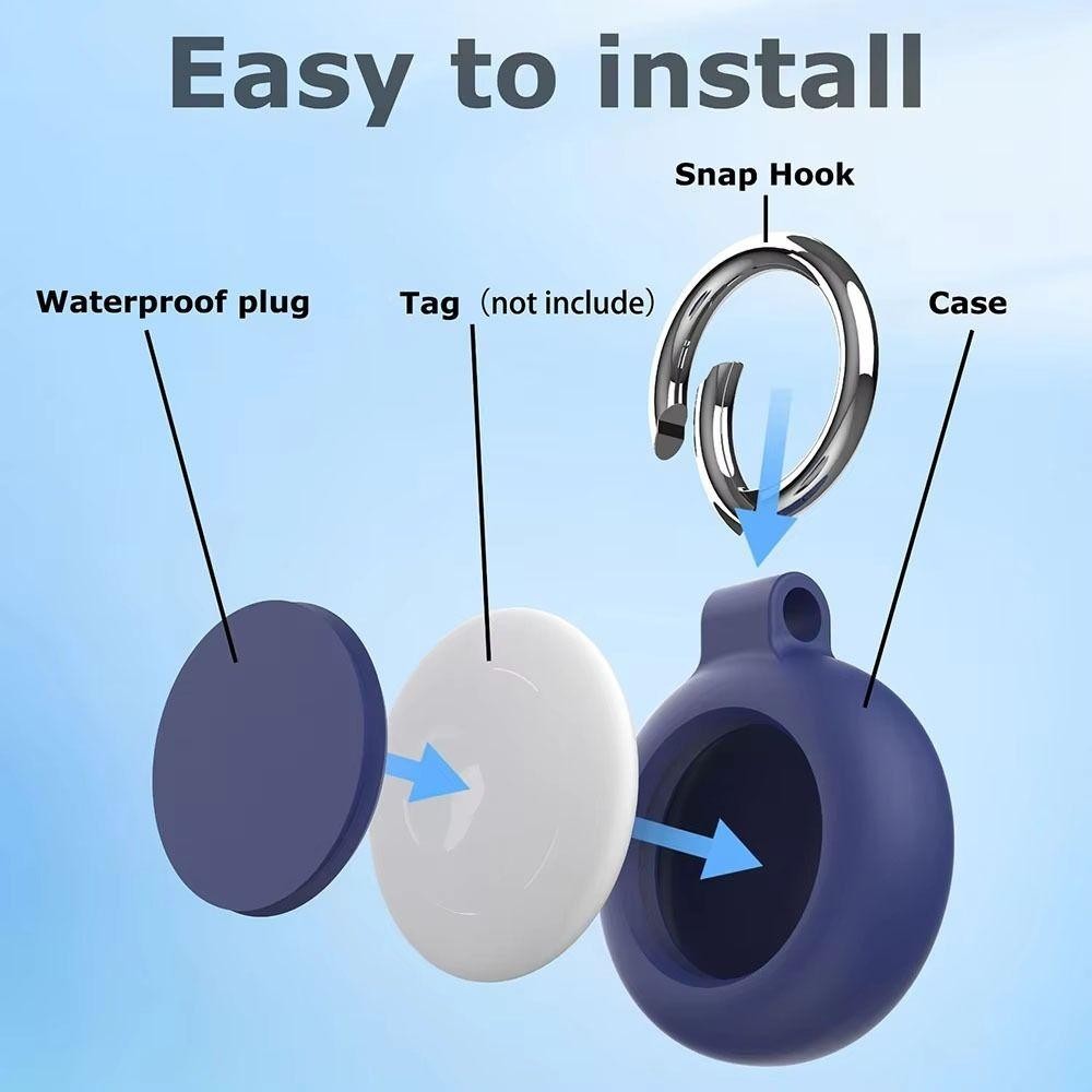 Vỏ Bảo Vệ Apple AirTag Chống Thấm Nước, Móc Khóa Silicon Mềm Chống Mất Cho Phụ Kiện Theo Dõi