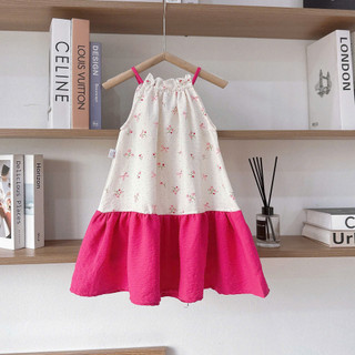 Váy Maxi Hè Cổ Yếm Cho Bé Gái Chất Đũi Mềm