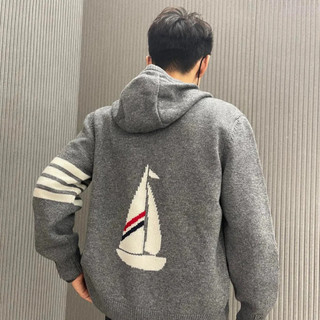 Áo khoác dệt kim có mũ trùm đầu phía sau Sailing Bốn thanh Áo nỉ thông thường Cặp đôi phù hợp