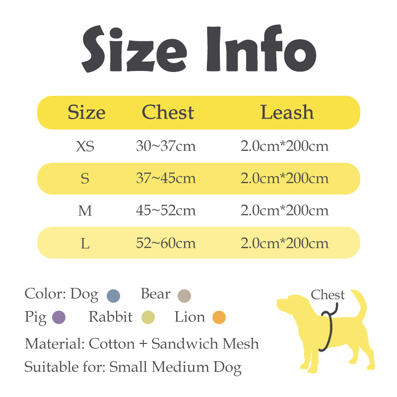 Hamshmoc Bộ dây nịt và dây xích chó dễ thương có thể điều chỉnh Áo Vest chó con mềm mại thoáng khí với dây dẫn bền cho chó nhỏ vừa ngoài trời
