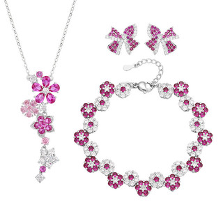 Bộ đồ hoa Zircon Corundum đỏ của Mỹ dành cho nữ