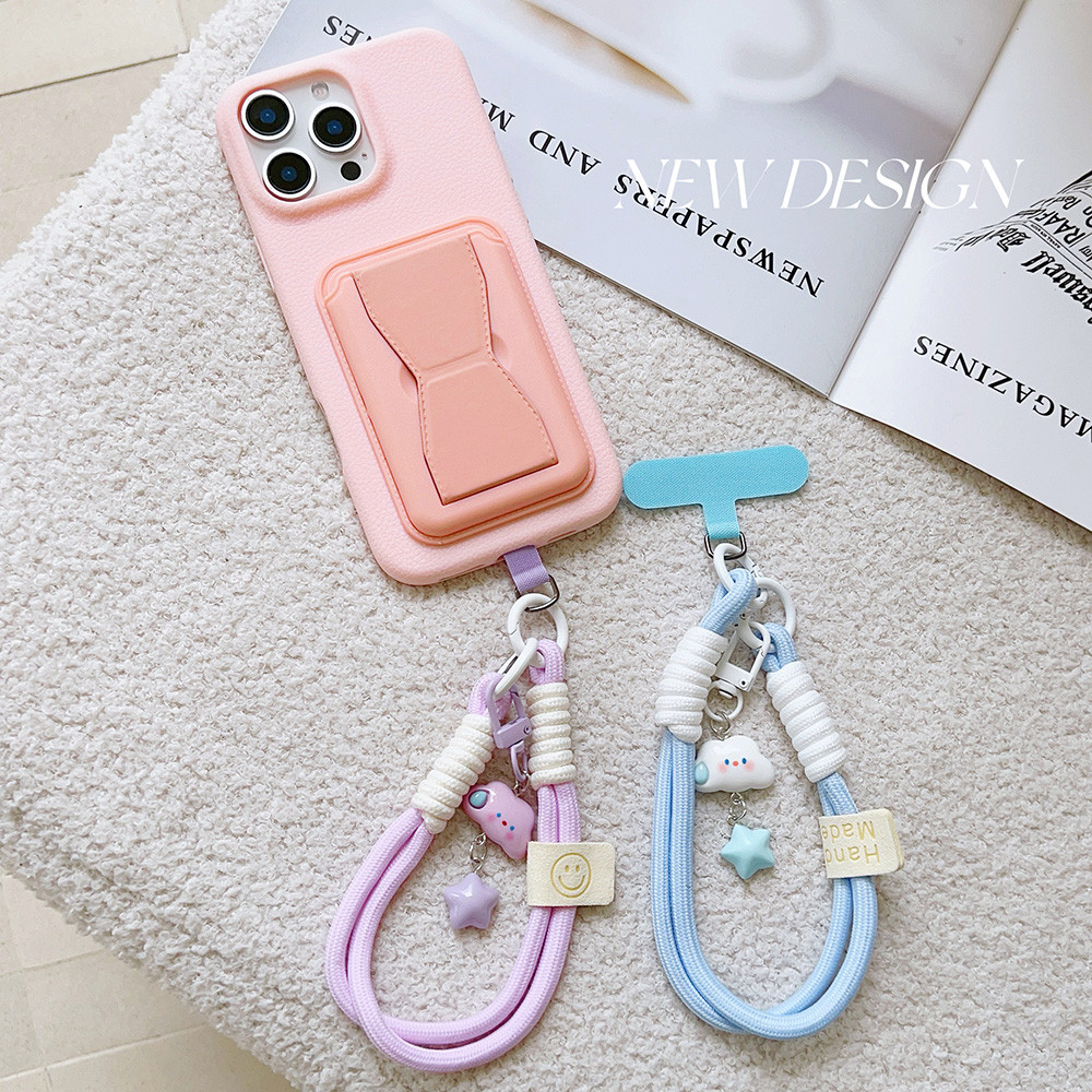 Búp Bê Dễ Thương Nhãn Đám Mây Mặt Dây Chuyền Điện Thoại, Kẹp Lưng, Dây Đeo Cổ Tay Ngắn, Dày Và Chắc Chắn