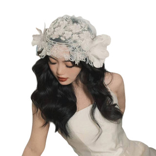 Mũ Nữ Hoa Trắng Chống Trơn Trượt Đa Năng Làm Đẹp Cô Dâu Mũ Cho Phù Dâu Tiệc Cưới Phù Dâu