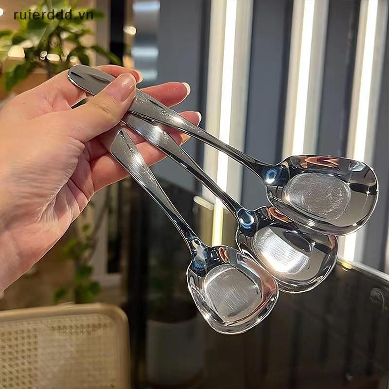# Ruierdd # 3 Kích Thước Thép Không Gỉ Thìa Nhà Bếp Vuông Lớn Nồi Cơm Đáy Phẳng Cho Món Tráng Miệng Kem Phục Vụ Thìa Bộ Đồ Ăn.