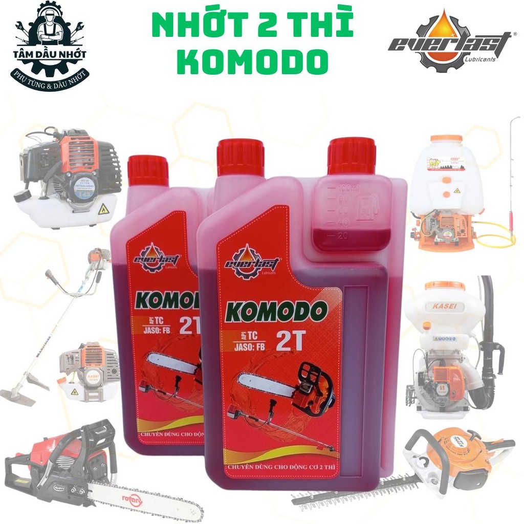 [Combo 2 chai] nhớt 2 Thì EVERLAST KOMODO, nhớt pha xăng dành cho động cơ 2 Thì