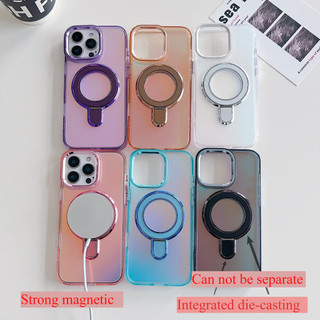 Gradient có thể thẳng thắn Ốp điện thoại cho IPhone 16 15 14 13 12 11 Pro Max Plus với chức năng giá đỡ kim loại Hỗ trợ từ tính Sạc không dây