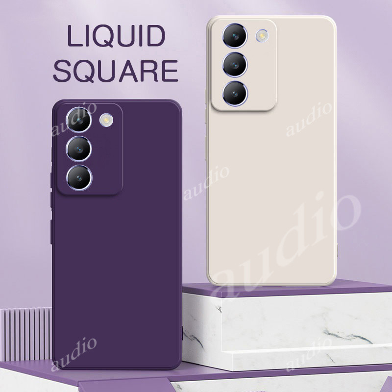 Ốp lưng silicon lỏng vuông chính hãng cho Vivo Y100 4G/5G 2024, chống sốc TPU