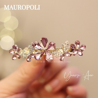 Mauropoli Kẹp kim cương giả hồng lò xo cao cấp, mũ đội đầu nửa đầu, phụ kiện tóc