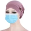 Mũ Chemo MERIGGIARE, Phụ kiện tóc Khăn xếp ly bảo vệ tai, Khăn xếp cotton màu trơn thời trang dành cho nữ