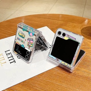 Vỏ Họa Tiết Nhãn Retro Cho Samsung Galaxy Z Flip 5 Flip 4 Flip 3 Full Bản Lề Chống Sốc Trong Suốt PC Cứng Gấp Dành Cho Samsung Z Flip5 Flip4 Flip3 Cover