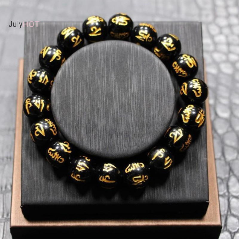 Julyhot Phật Giáo Tây Tạng Sáu Từ Mantra Vòng Tay Dành Cho Nam Nữ Đen Obsidian Bùa Hộ Mệnh May Mắn Lắc Tay Trang Sức Với Hộp Quà Tặng Massivedeals