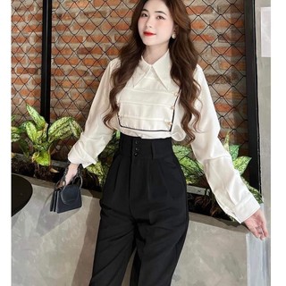 Quần tây nữ lưng cao dáng baggy cạp cao phối 3 khuy siêu tôn dáng chuẩn đẹp đứng form chất vải vitex dày dặn