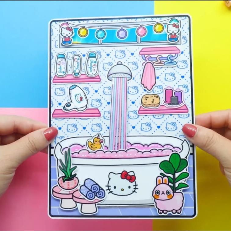 Học liệu búp bê bằng giấy ngôi nhà búp bê thủ công tocaboca hello kity đồ chơi trẻ em tự làm H19