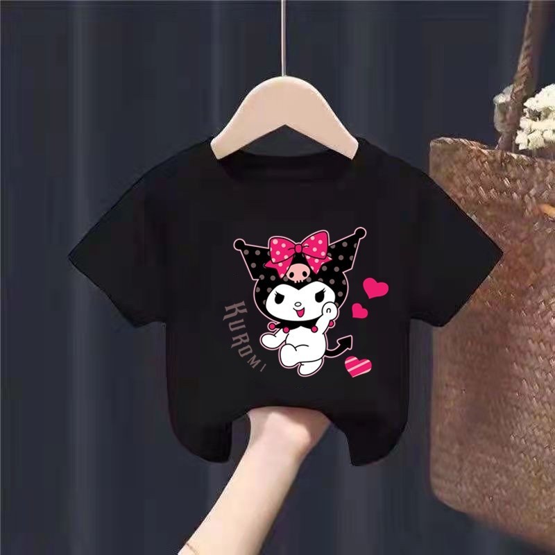 Hoạt Hình Sanrio Kuromi In Hình Ngắn Tay Mùa Hè Bé Gái Bé Trai Áo Thun Ngắn Tay Thường Ngày