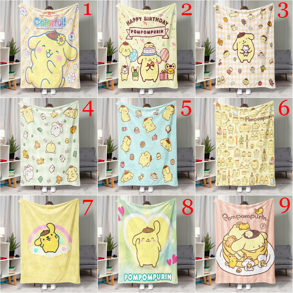Sanrio Pompompurin Flannel Chăn Một Mặt In Flannel Chăn Điều Hòa Không Khí Chăn Món Quà Tốt Nhất Cho Người