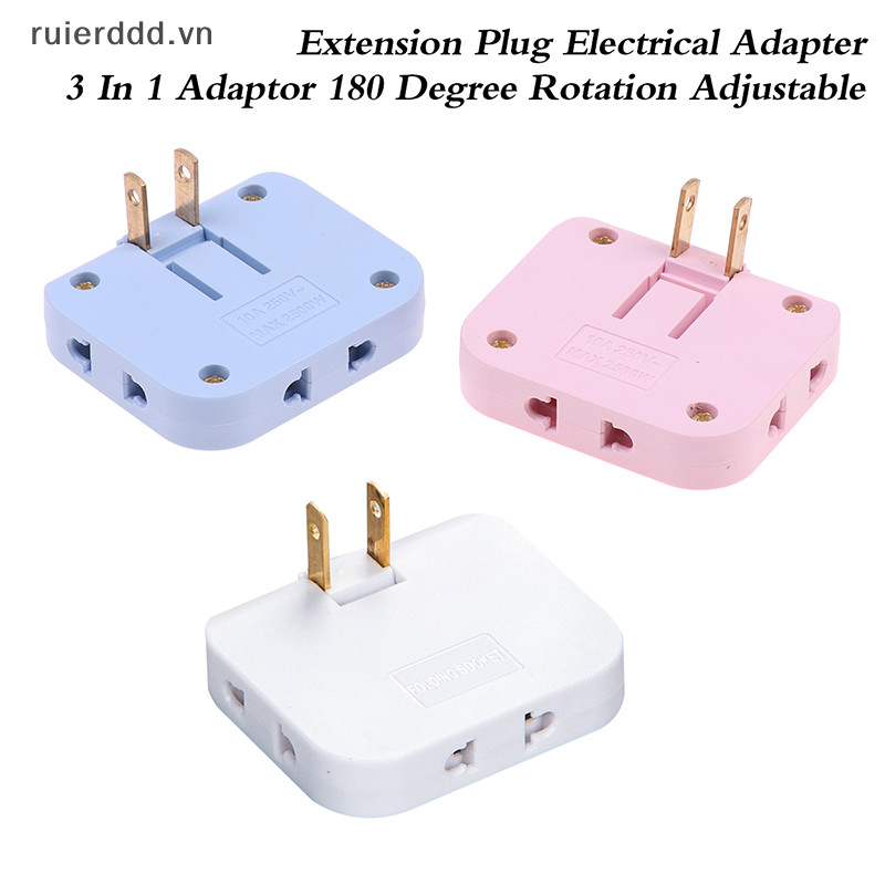 # New # Ổ cắm mở rộng 3 trong 1 EU Ổ cắm chuyển đổi sạc xoay 180 độ.