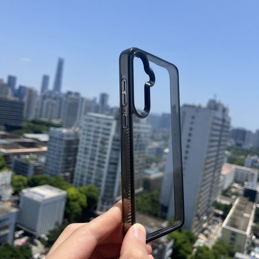 Ốp Điện Thoại Acrylic Cứng Cho Samsung A55 A35 A54 A53 A52 A05 A05S A12 A13 A14 A15 A22 A23 A24 A25 A32 A34 A73 A04E S24 Ốp Điện Thoại Dày Chống Sốc Màu Đen Trong Suốt