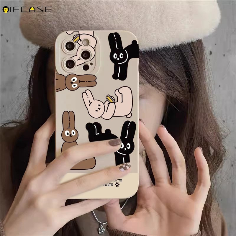Dành Cho Redmi Note 13 13R 12 Pro Plus 5G 12S 4G 12R Turbo Ốp Điện Thoại Thỏ Ngộ nghĩnh Thỏ Sáng Tạo Hoạt Hình Dễ Thương Mờ Nâu Mờ Đơn Giản Vỏ Silicon Mềm