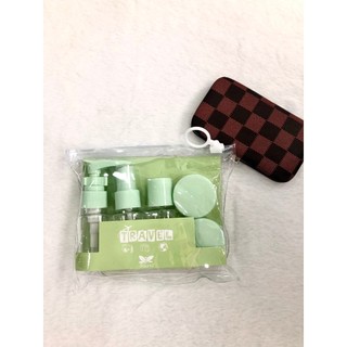 Bộ Chiết Mỹ Phẩm Du Lịch Cao Cấp Gồm 5 Món Dụng Cụ Chiết Mini Tiện Lợi  - Túi Zip Có Khoá Kéo M74