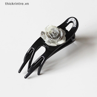 THI Thanh Lịch Tinh Tế Hoa Camellia Vuốt Tóc Tính Khí Đơn Giản Mực Hoa Cảm Giác Cao Cấp Kẹp Lưng Phụ Kiện Tóc VN