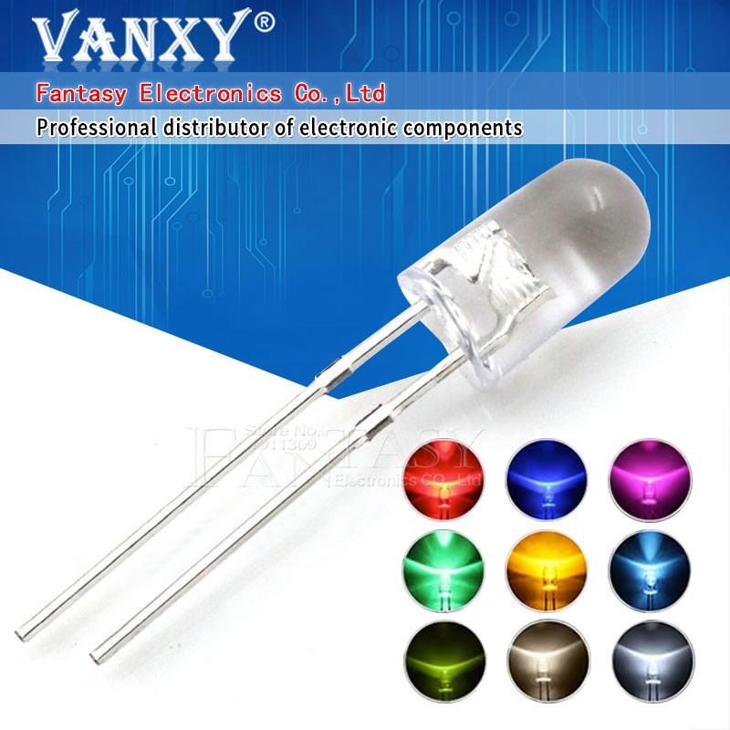 100 Chiếc F5 LED Diode 5MM Các Loại Bộ Trắng Xanh Đỏ Xanh Vàng Cam Hồng ...